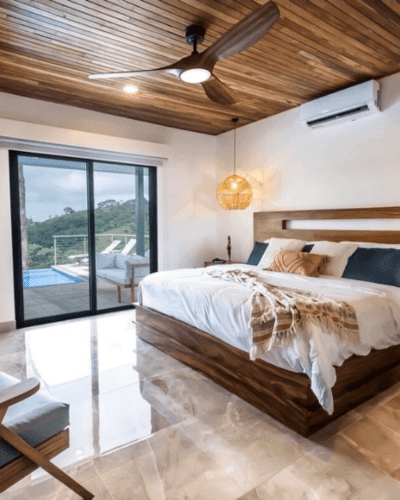 Modern, aesthetic hotel bedroom in Jaco, Costa Rica arranged through private concierge service
