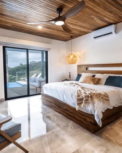 Modern, aesthetic hotel bedroom in Jaco, Costa Rica arranged through private concierge service